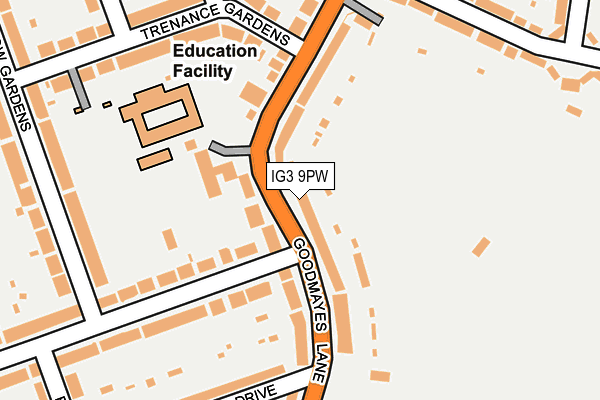 IG3 9PW map - OS OpenMap – Local (Ordnance Survey)