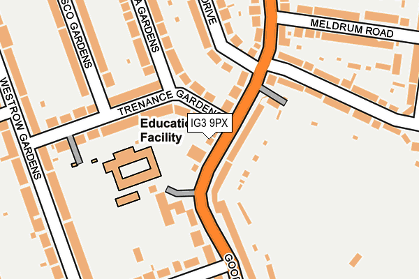 IG3 9PX map - OS OpenMap – Local (Ordnance Survey)