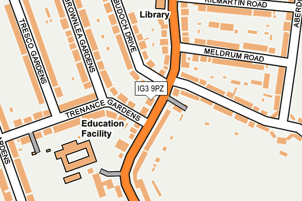 IG3 9PZ map - OS OpenMap – Local (Ordnance Survey)