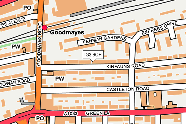 IG3 9QH map - OS OpenMap – Local (Ordnance Survey)