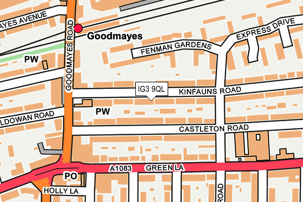 IG3 9QL map - OS OpenMap – Local (Ordnance Survey)