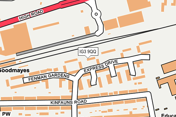 IG3 9QQ map - OS OpenMap – Local (Ordnance Survey)