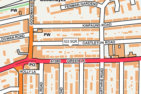 IG3 9QR map - OS OpenMap – Local (Ordnance Survey)