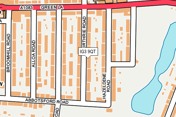 IG3 9QT map - OS OpenMap – Local (Ordnance Survey)