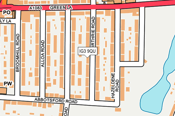 IG3 9QU map - OS OpenMap – Local (Ordnance Survey)