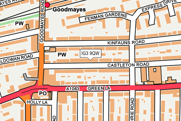 IG3 9QW map - OS OpenMap – Local (Ordnance Survey)