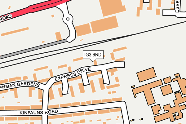 IG3 9RD map - OS OpenMap – Local (Ordnance Survey)