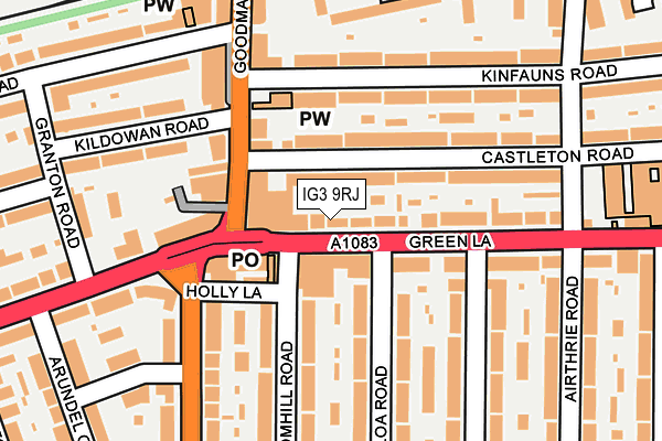 IG3 9RJ map - OS OpenMap – Local (Ordnance Survey)