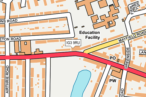 IG3 9RU map - OS OpenMap – Local (Ordnance Survey)