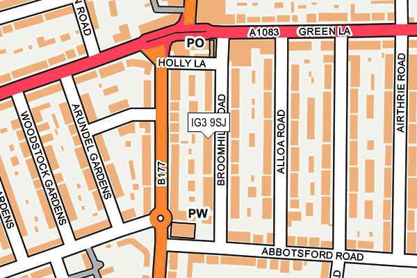IG3 9SJ map - OS OpenMap – Local (Ordnance Survey)
