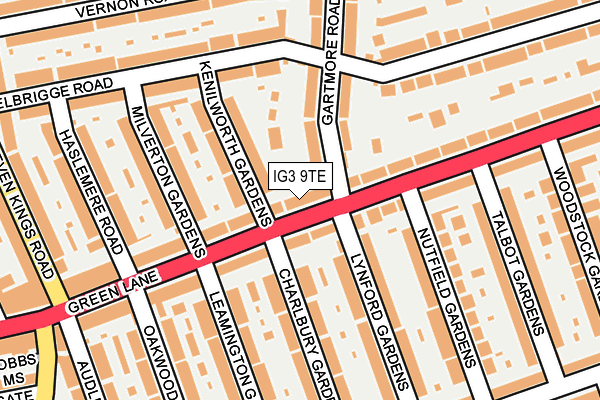 IG3 9TE map - OS OpenMap – Local (Ordnance Survey)