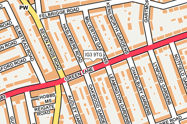 IG3 9TG map - OS OpenMap – Local (Ordnance Survey)