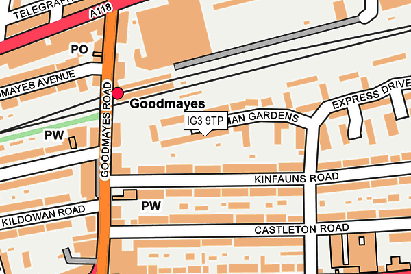 IG3 9TP map - OS OpenMap – Local (Ordnance Survey)