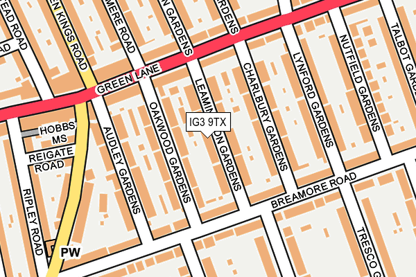 IG3 9TX map - OS OpenMap – Local (Ordnance Survey)