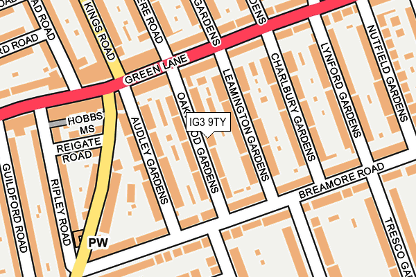 IG3 9TY map - OS OpenMap – Local (Ordnance Survey)