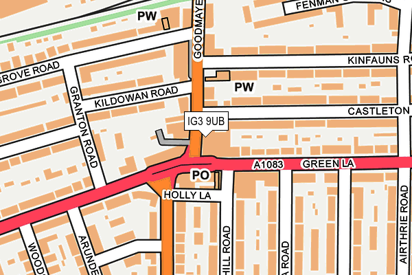 IG3 9UB map - OS OpenMap – Local (Ordnance Survey)