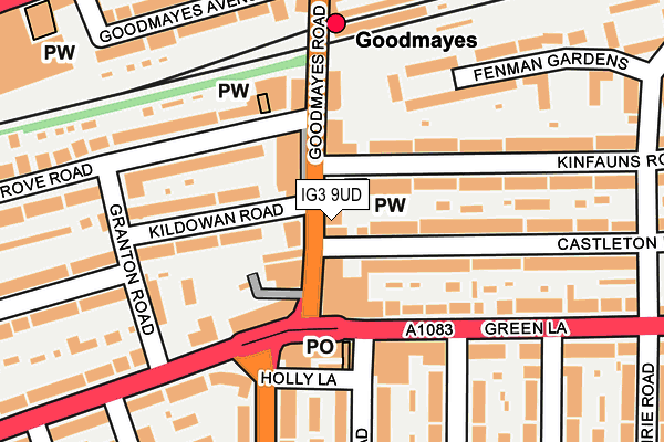 IG3 9UD map - OS OpenMap – Local (Ordnance Survey)