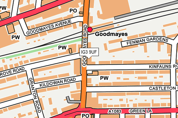 IG3 9UF map - OS OpenMap – Local (Ordnance Survey)