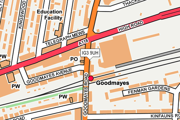 IG3 9UH map - OS OpenMap – Local (Ordnance Survey)