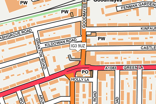 IG3 9UZ map - OS OpenMap – Local (Ordnance Survey)