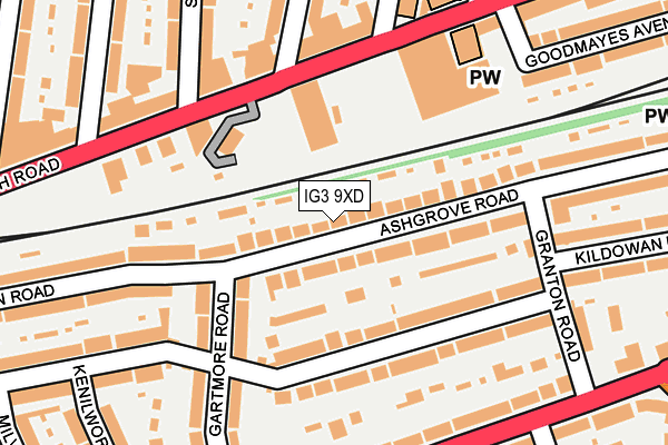 IG3 9XD map - OS OpenMap – Local (Ordnance Survey)