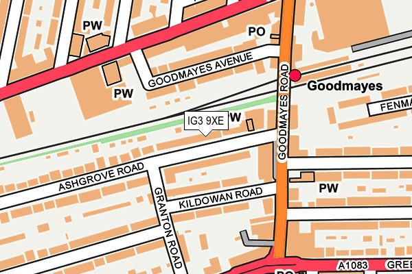 IG3 9XE map - OS OpenMap – Local (Ordnance Survey)