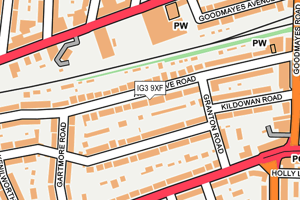 IG3 9XF map - OS OpenMap – Local (Ordnance Survey)