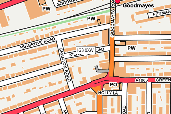 IG3 9XW map - OS OpenMap – Local (Ordnance Survey)