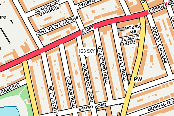 IG3 9XY map - OS OpenMap – Local (Ordnance Survey)