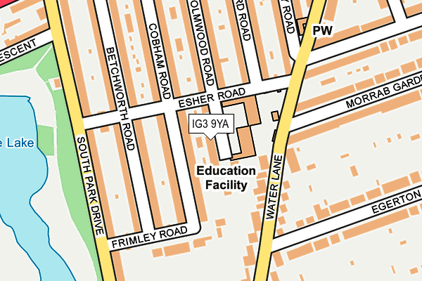 IG3 9YA map - OS OpenMap – Local (Ordnance Survey)