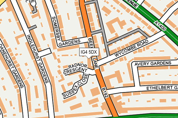 IG4 5DX map - OS OpenMap – Local (Ordnance Survey)