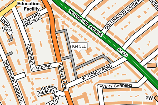 IG4 5EL map - OS OpenMap – Local (Ordnance Survey)