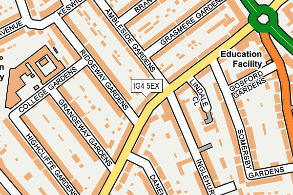 IG4 5EX map - OS OpenMap – Local (Ordnance Survey)