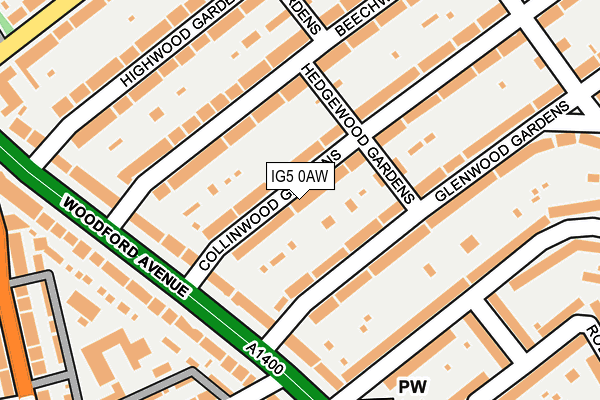 IG5 0AW map - OS OpenMap – Local (Ordnance Survey)