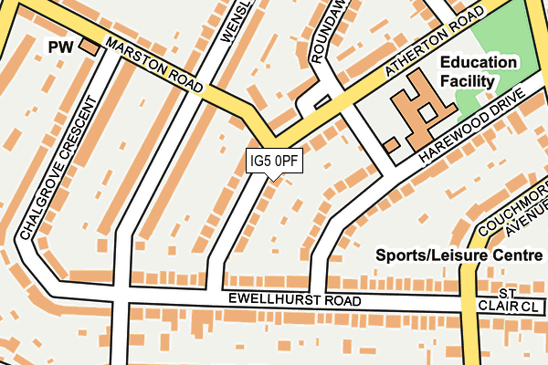 IG5 0PF map - OS OpenMap – Local (Ordnance Survey)