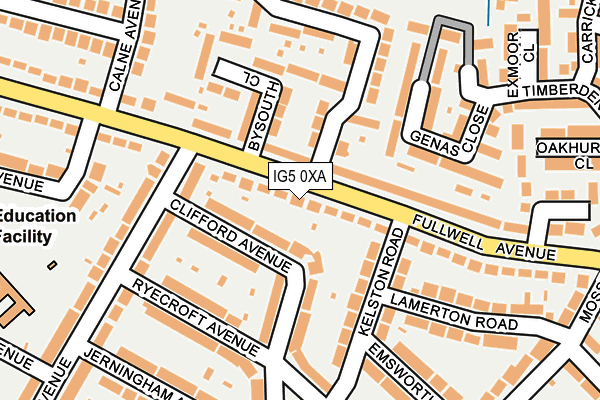 IG5 0XA map - OS OpenMap – Local (Ordnance Survey)