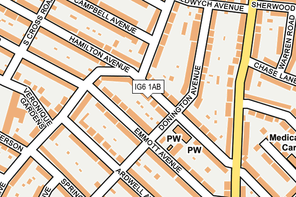 IG6 1AB map - OS OpenMap – Local (Ordnance Survey)