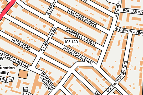 IG6 1AD map - OS OpenMap – Local (Ordnance Survey)