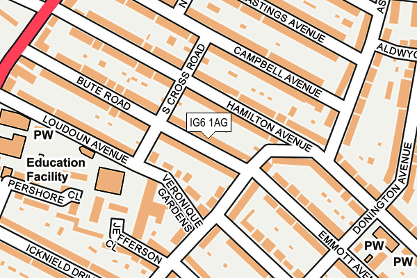 IG6 1AG map - OS OpenMap – Local (Ordnance Survey)