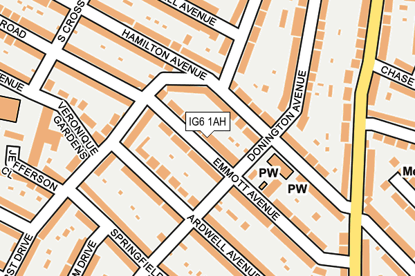 IG6 1AH map - OS OpenMap – Local (Ordnance Survey)