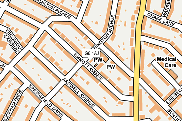 IG6 1AJ map - OS OpenMap – Local (Ordnance Survey)