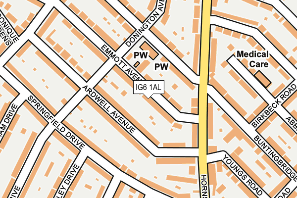 IG6 1AL map - OS OpenMap – Local (Ordnance Survey)