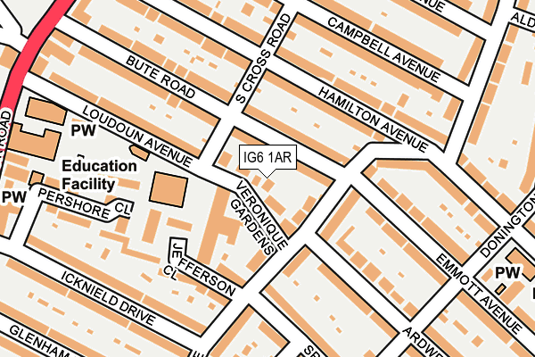 IG6 1AR map - OS OpenMap – Local (Ordnance Survey)
