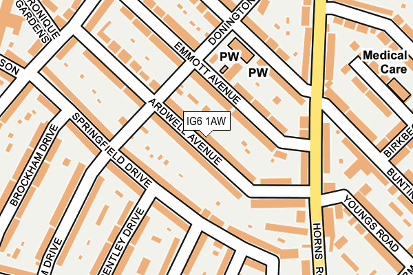 IG6 1AW map - OS OpenMap – Local (Ordnance Survey)