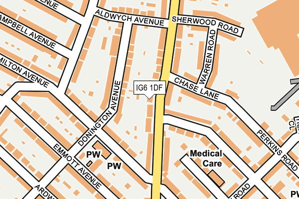 IG6 1DF map - OS OpenMap – Local (Ordnance Survey)