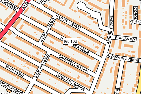 IG6 1DU map - OS OpenMap – Local (Ordnance Survey)