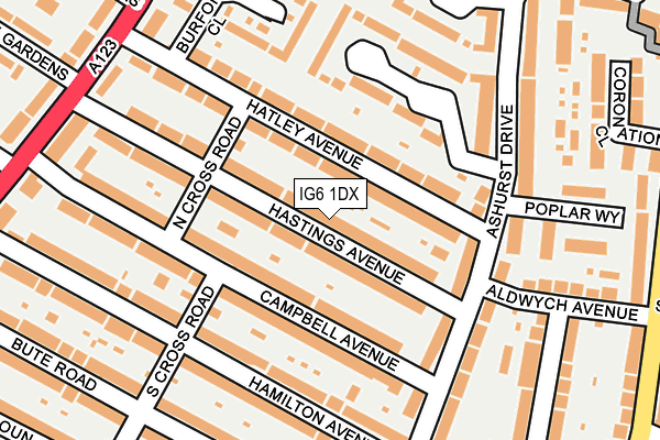 IG6 1DX map - OS OpenMap – Local (Ordnance Survey)
