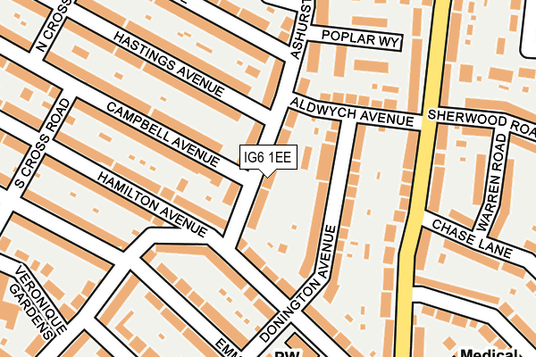 IG6 1EE map - OS OpenMap – Local (Ordnance Survey)