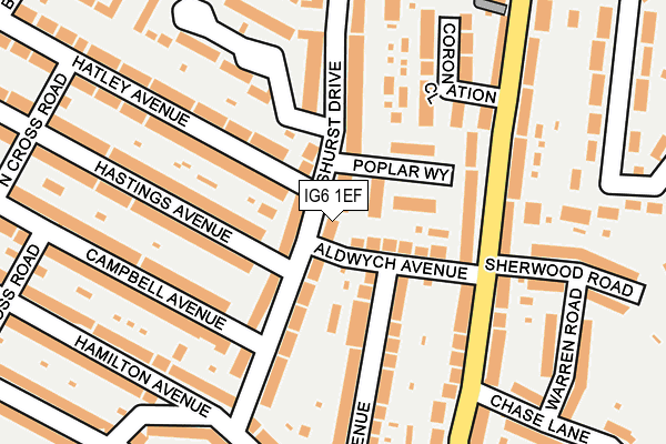 IG6 1EF map - OS OpenMap – Local (Ordnance Survey)