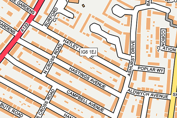 IG6 1EJ map - OS OpenMap – Local (Ordnance Survey)